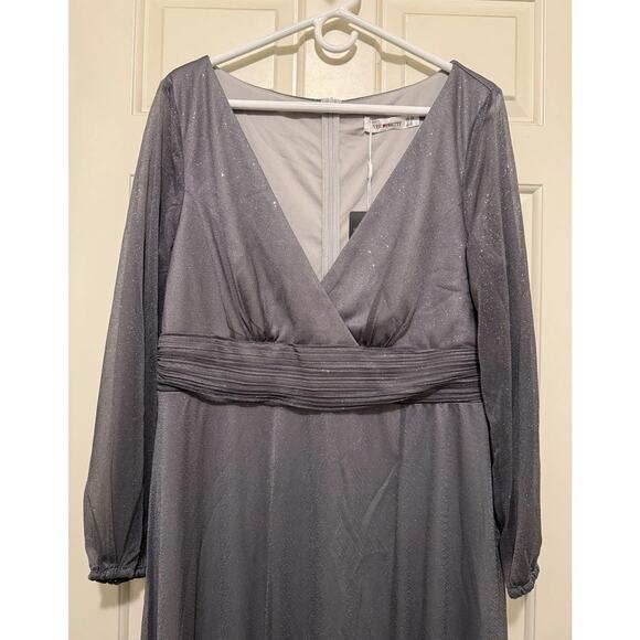 Ever Pretty Dark Gray Glitter Evening Gown Long Formal Dress, Plus Size 18 NWT - Picture 4 of 11
